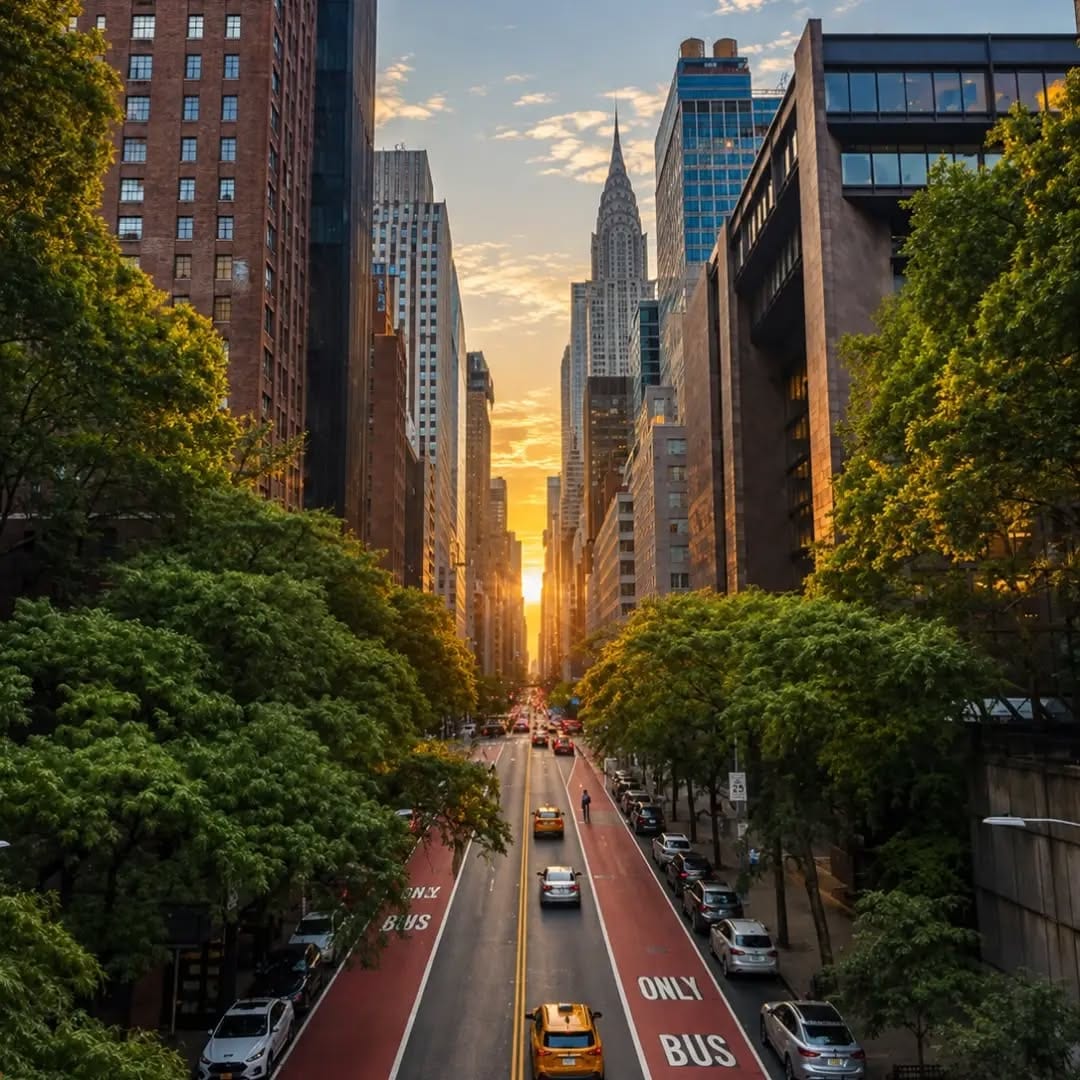Chrysler Building at the end of a Manhattan avenue